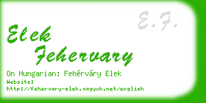 elek fehervary business card
